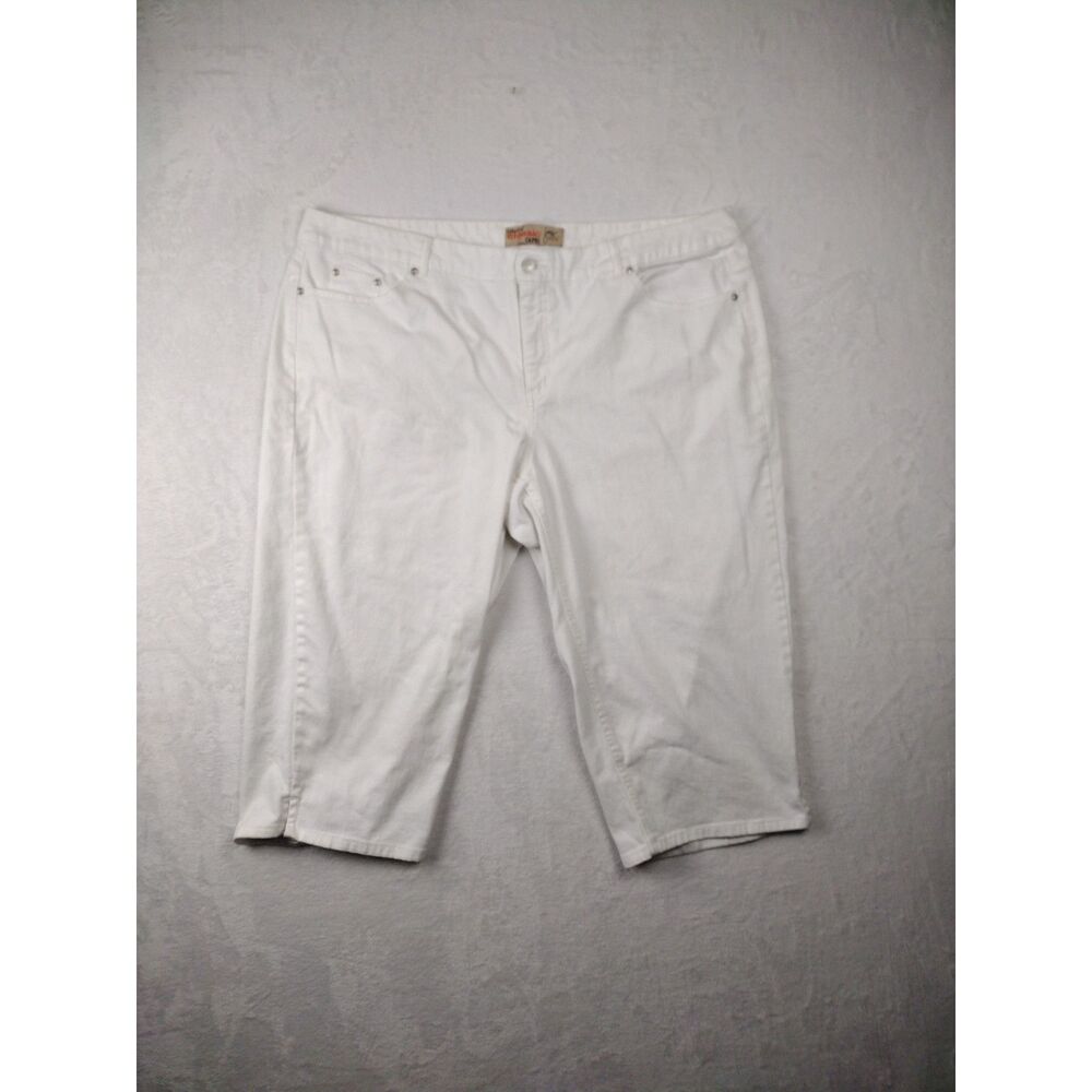 JMS Just My Size Stretch Classic Capri White Denim Pants Womens 26W JM1104